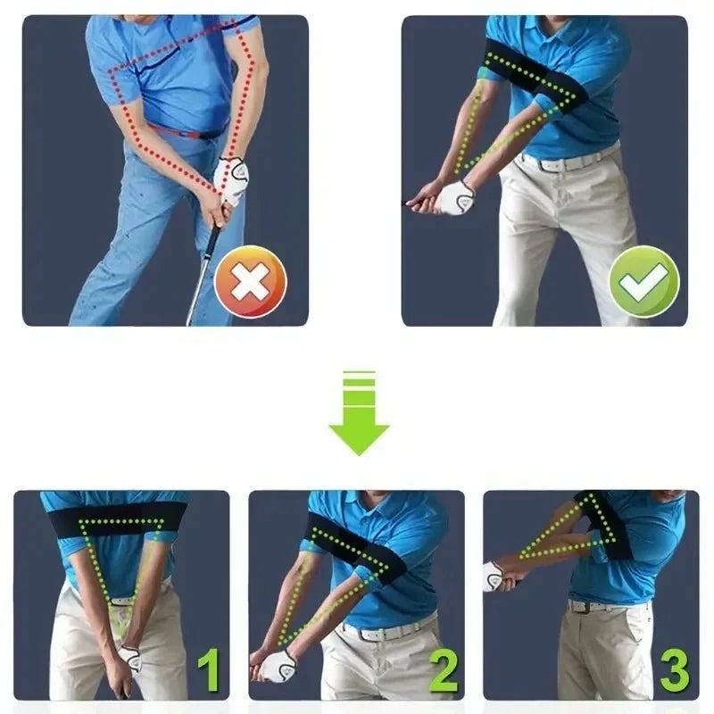 Professional Elastic Golf Swing Trainer Arm Band – Adjustable Arm Alignment Aid