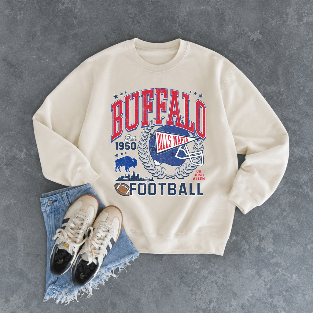 Buffalo Football Sweatshirt | Vintage Red & Blue Game Day Crewneck
