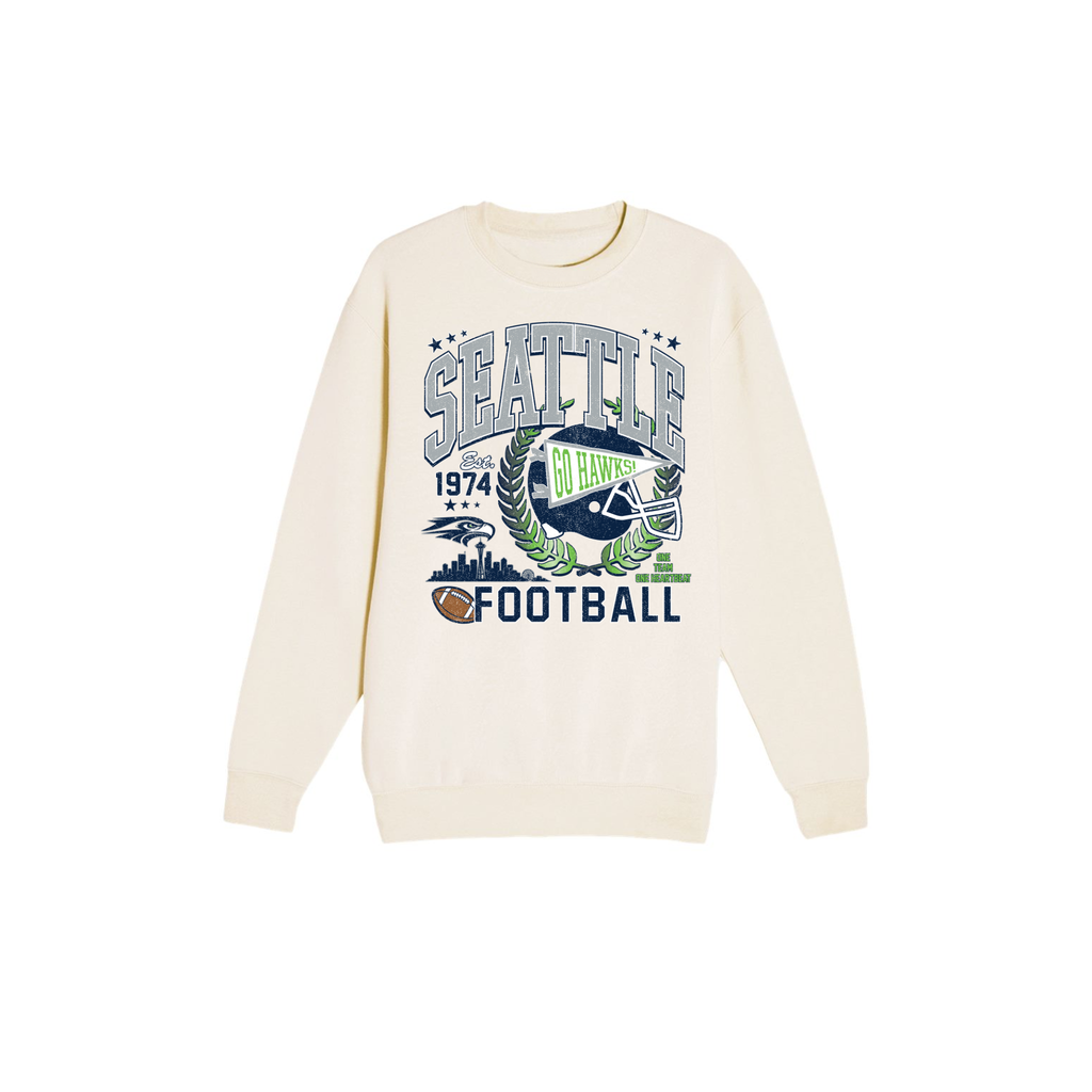 Seattle Football Vintage Graphic Crewneck Sweatshirt | Retro Game Day Sweatshirt