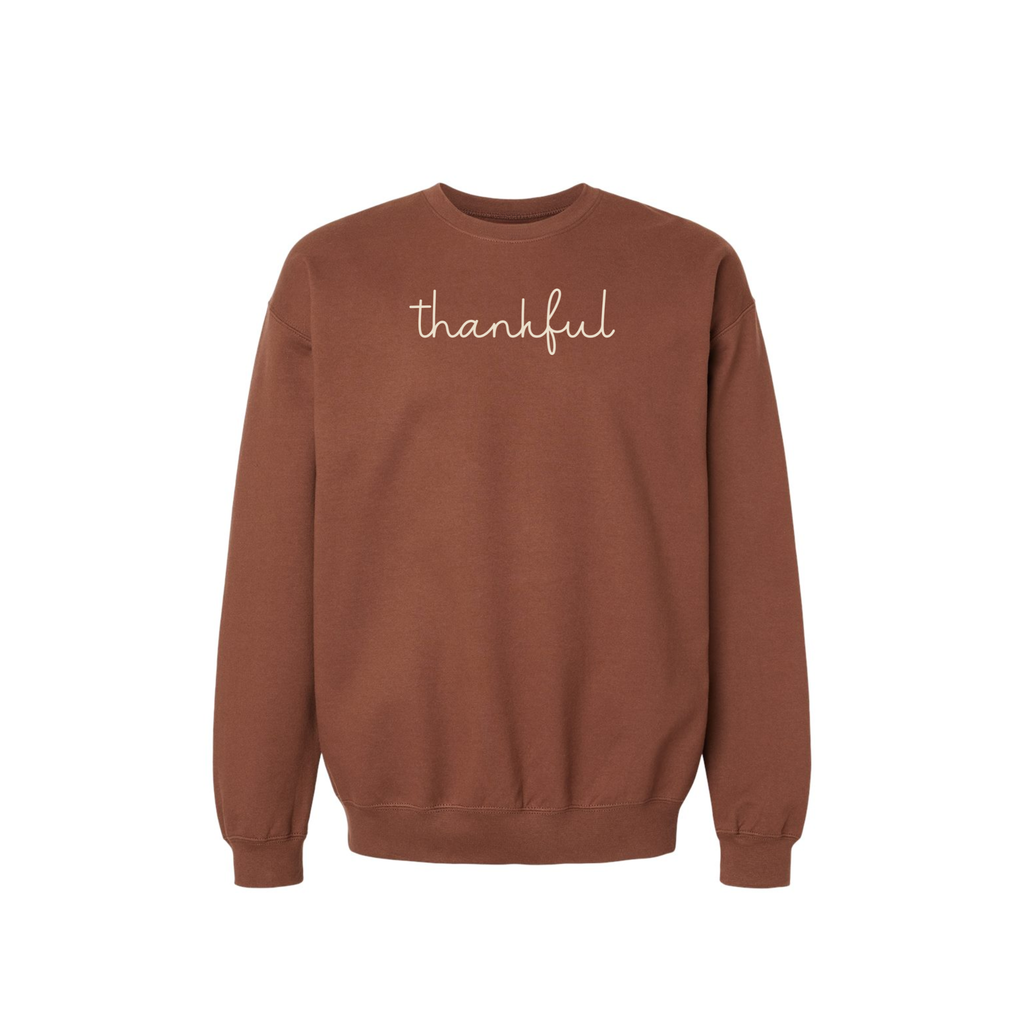 Thankful Script Crewneck Sweatshirt | Cozy Fall Thanksgiving Sweatshirt
