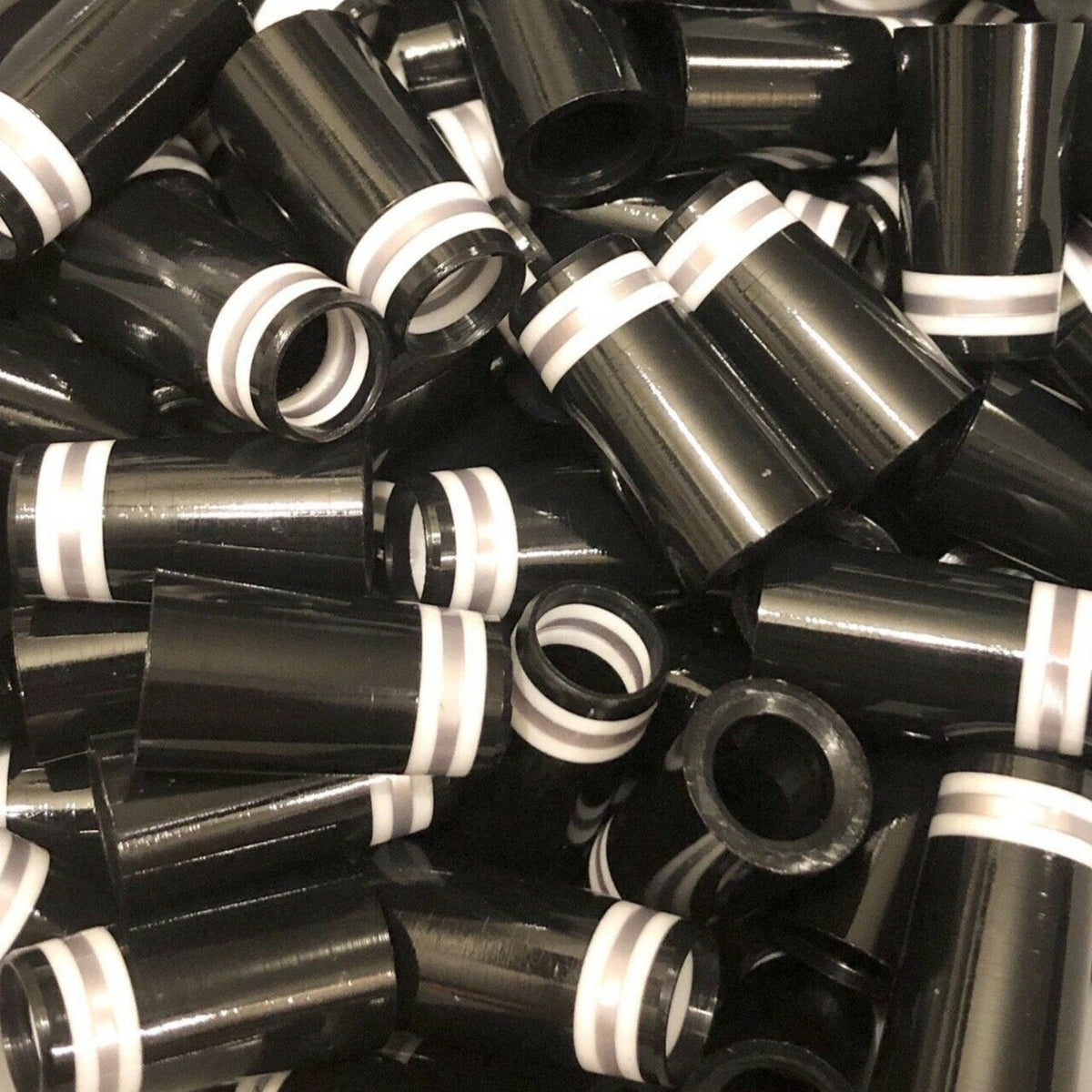 Premium Quality Iron Ferrules Black w/ White & Silver Rings 1”