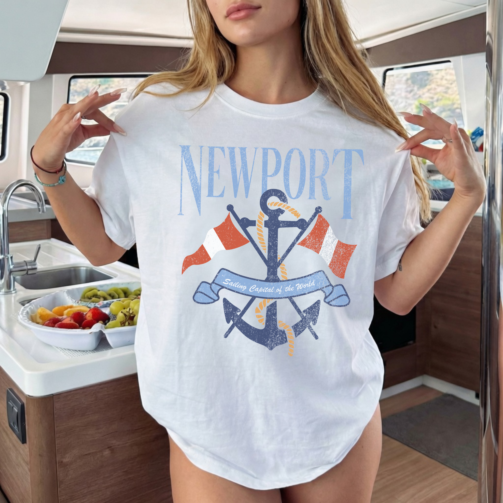 Newport Sailing Graphic Tee – Coastal Anchor Shirt