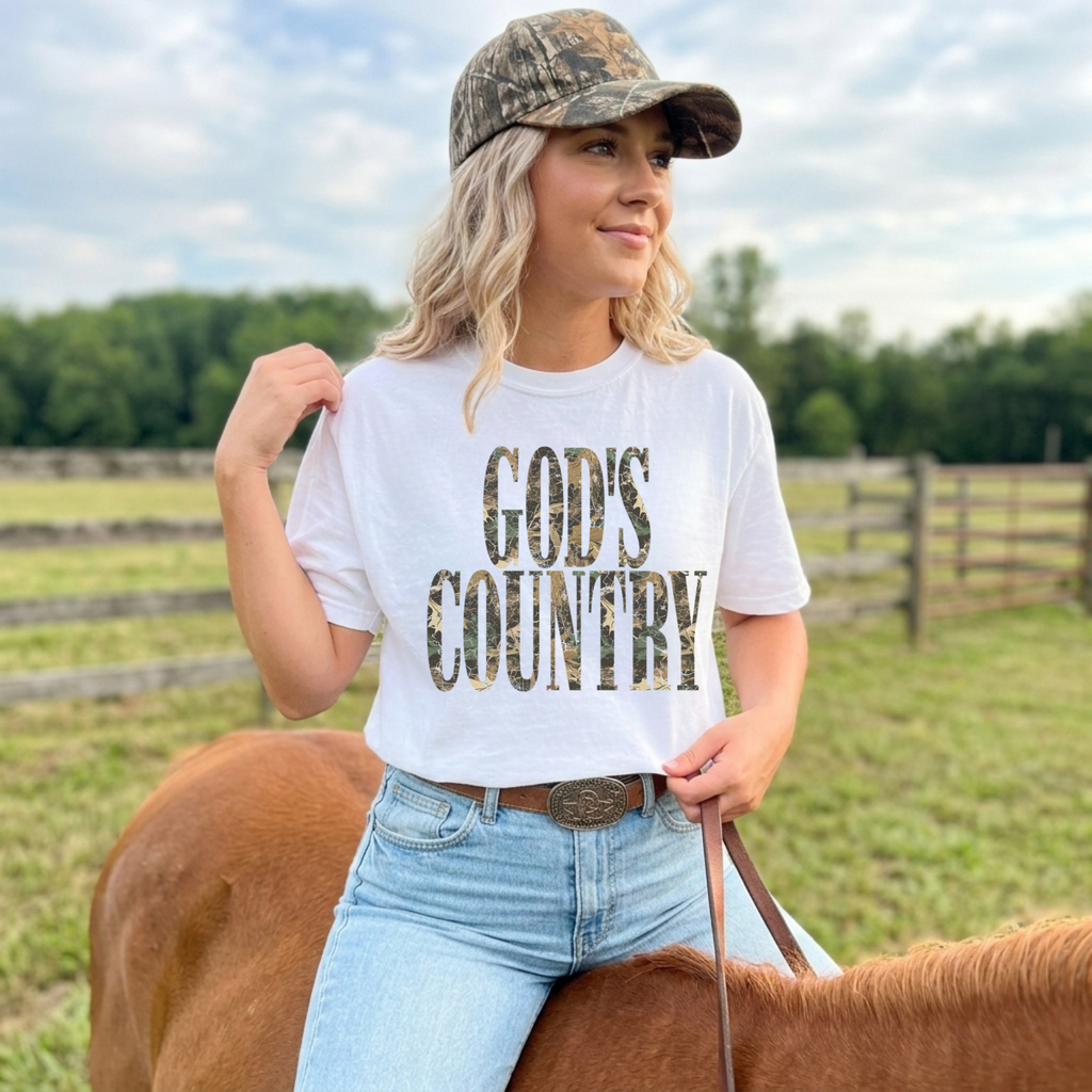 God’s Country Camo Graphic Tee | Hunting & Country Western Shirt