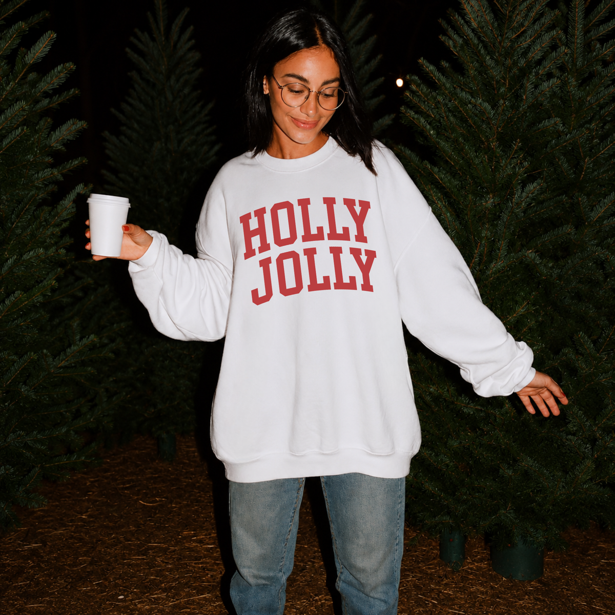 Holly Jolly Christmas Crewneck Sweatshirt | Vintage Varsity Christmas Pullover