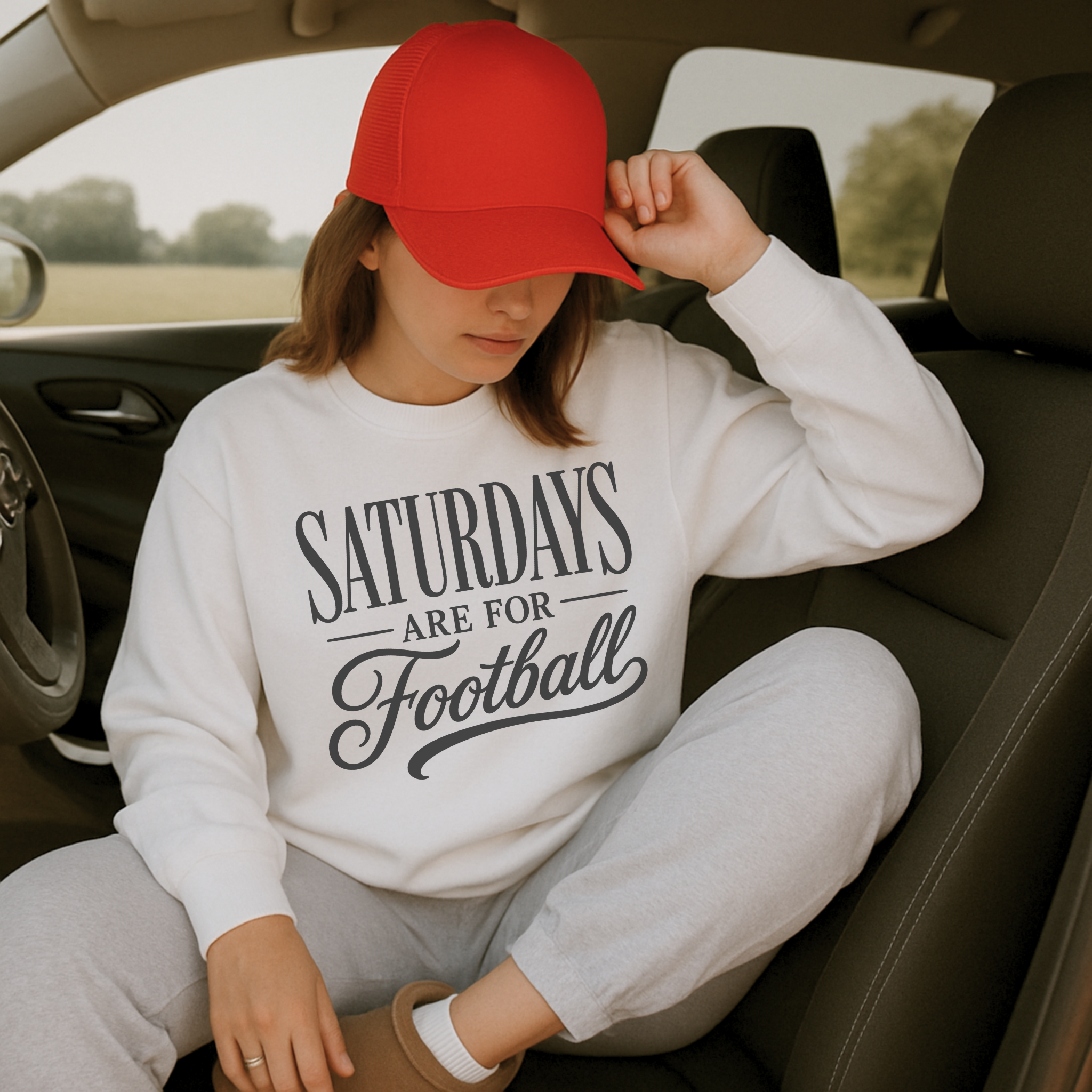 Saturdays Are For Football Graphic Sweatshirt | Cozy Football Season Crewneck for Women