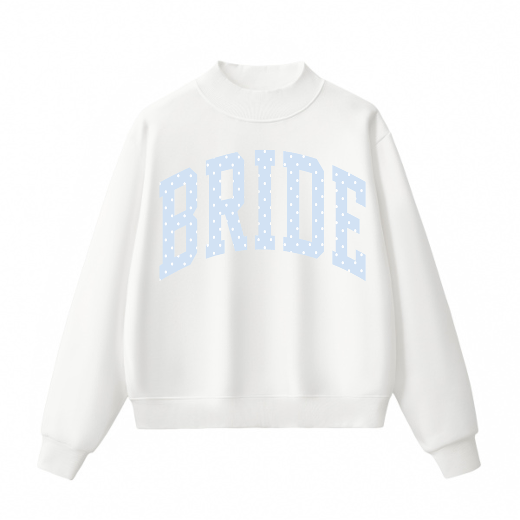 Bride Polka Dot Mock Neck Sweatshirt | Oversized Bridal Crewneck